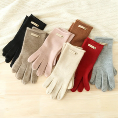 Fall & Winter Pure Cashmere Cuffed Knit Warm Gloves