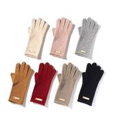 Fall & Winter Pure Cashmere Cuffed Knit Warm Gloves