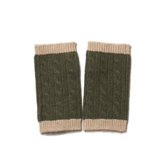Fall & Winter Cable Knit Color-trim Pure Cashmere Fingerless Gloves