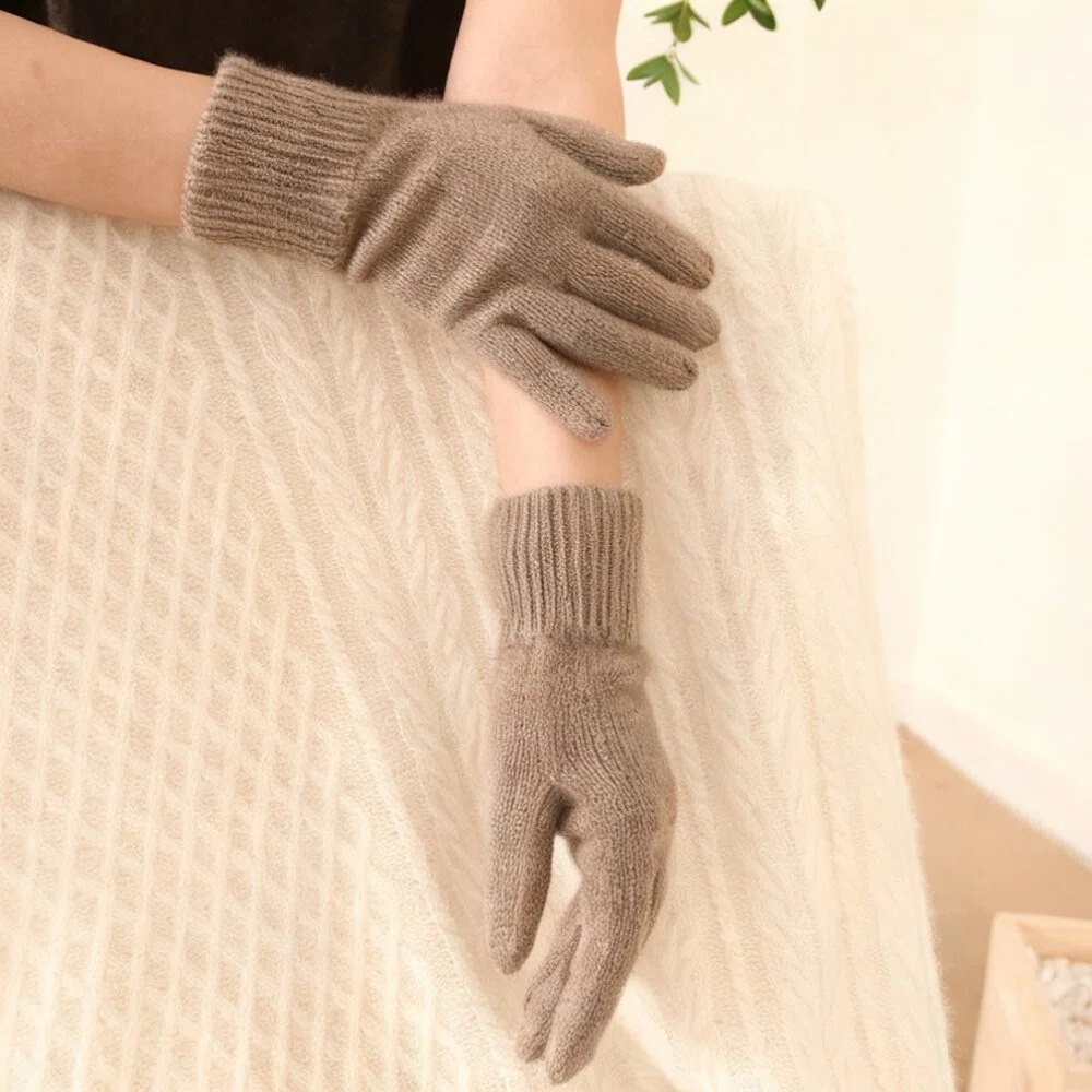 New Warm Solid Color Knit Cashmere Gloves