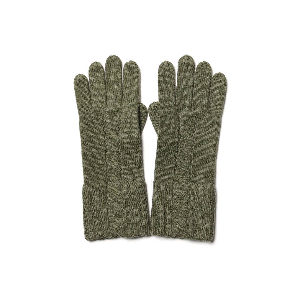 New Fall & Winter Cable Knit Pure Cashmere Gloves