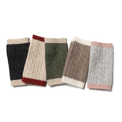 Fall & Winter Cable Knit Color-trim Pure Cashmere Fingerless Gloves