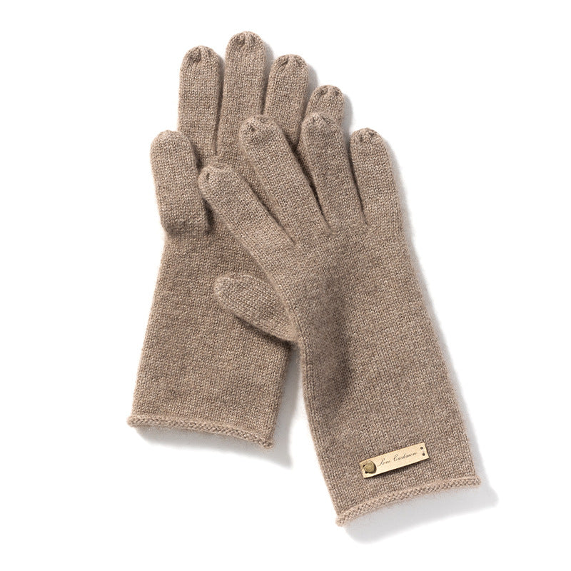 Fall & Winter Pure Cashmere Cuffed Knit Warm Gloves