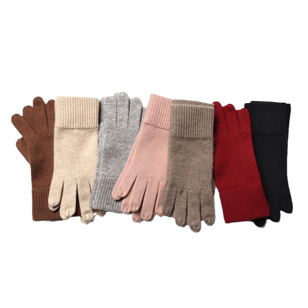 New Warm Solid Color Knit Cashmere Gloves