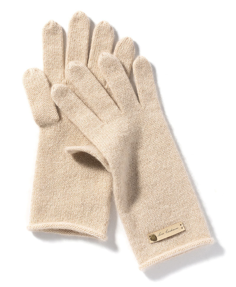 Fall & Winter Pure Cashmere Cuffed Knit Warm Gloves