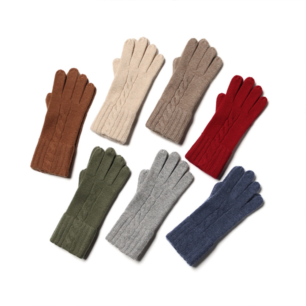 New Fall & Winter Cable Knit Pure Cashmere Gloves