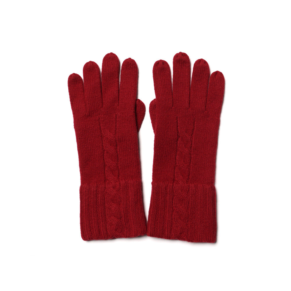 New Fall & Winter Cable Knit Pure Cashmere Gloves